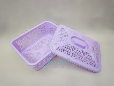 Hollow-out box plastic storage basket size of the size of the basket with a cover basket