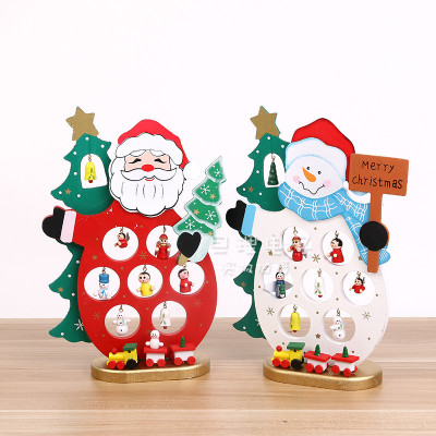 Factory direct sale beautiful Santa Claus snowman sets out Christmas holiday decorations high quality wooden crafts