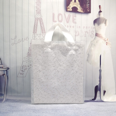 Thick white lace tote shopping bag gift bag custom women's shoes clothing plastic bags wholesale free of mail