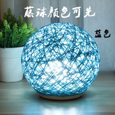 Charging and decoration desk lamp creative rattan ball bedside bedroom small lamp USB5V charging night light