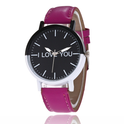 Casual quartz watch lovers fashion Yin Yang shell ILOVEYOU men and women simple belt