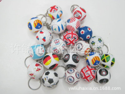 World Cup football key ring printing national flag football pendant mini black and white football key ring wholesae fry