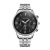 Men's three-eyed steel band waterproof silver steel band quartz business watch men's watch