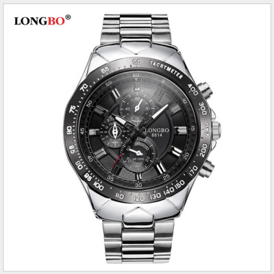 Foreign trade new steel band false three eyes men's watch waterproof leisure sport large table men's watch wholesale