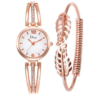 Leaf blade adjustable bracelet watch set