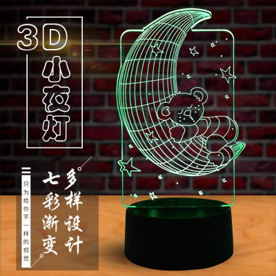 3D small night lamp cartoon small table lamp business gifts creative headlamp children gift 3D small night lamp