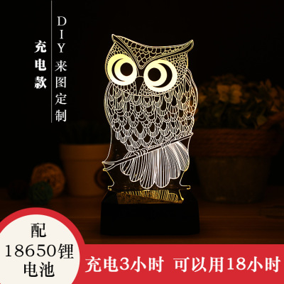 3D decorative desk lamp USB charging creative nightlight with lithium battery for 3 hours and 15 hours