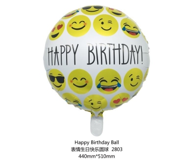 Cartoon expression Happy Birthday Smile round ball Happy Birthday aluminum film Party children toy balloon