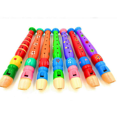 Wooden cartoon flute Wooden children clarinet 6 holes, small flute playing himself to instrument infant educational toy