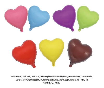 16 - inch love plate milky white heart-shaped balloon qixi valentine's day wedding decoration balloon 7 colors wholesale