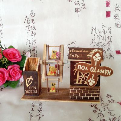 Factory Wholesale Wooden Black Music Windmill Children's Toys Wooden Home Decoration Pastoral Music Box