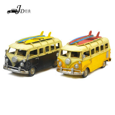 Tin car model small bus model retro home decoration gift living room setting