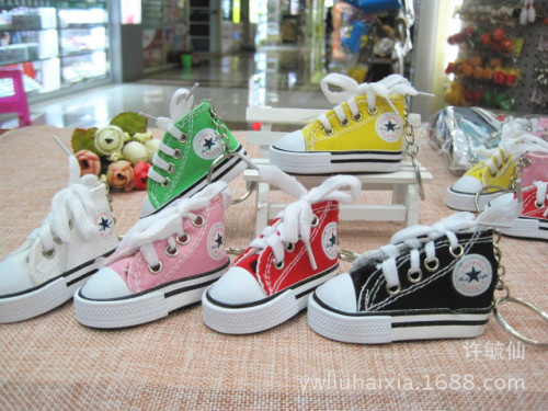 mini canvas shoes key chain fine grain printing mary jane shoes pendant board shoes key ring special wholesale factory
