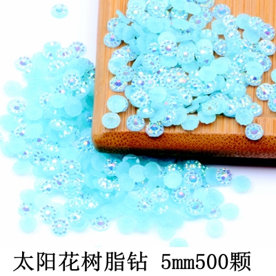 500pcs 5mm Sunflower Jelly AB Color Resin Rhinesstones Flatback Glue On 3D Nail Art Decoration DIY Phone Craft 