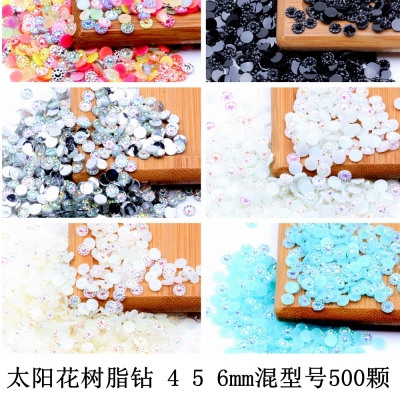 500pcs Mixed 4mm 5mm 6mm Sunflower Jelly AB Color Resin Rhinesstones Flatback Glue On 3D Nail Art Decoration DIY