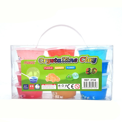 PVC box dice crystal mud children puzzle diy hand toys development intelligence transparent color mud custom