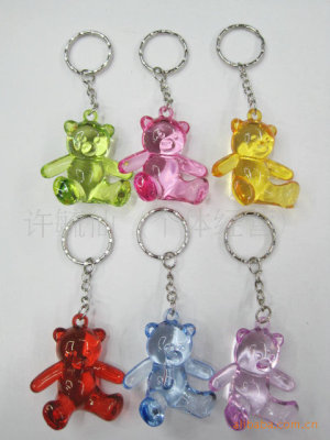 Mini acrylic bear key ring transparent cartoon violent bear pendant wholesale teddy bear key ring factory