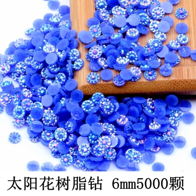 6mm 5000pcs Jelly AB Color Sunflower Resin Rhinesstones Flatback Glue On 3D Nail Art Decoration DIY Phone Craft 