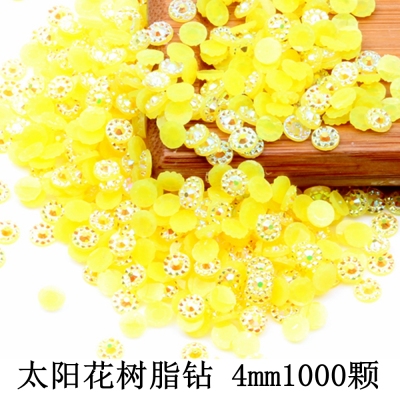 1000pcs 4mm Sunflower Jelly AB Color Resin Rhinesstones Flatback Glue On 3D Nail Art Decoration DIY Phone Craft