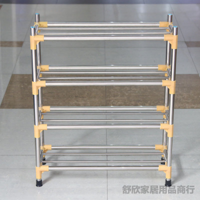 Multi - layer simple household dustproof shoe rack dormitory Multi - layer stainless steel combination shoe cabinet