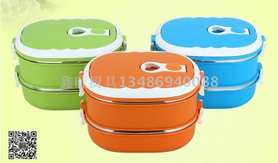 Stainless steel square insulated lunch box with double layer lunchbox and multi-layer carry lunch box