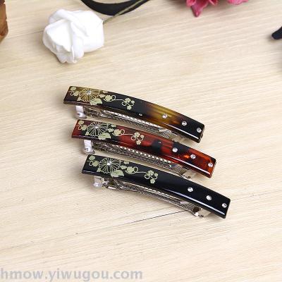 Diamond-encrusted printed steel clip jewelry acrylic spring clip simple headwear fashion pin