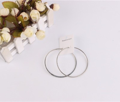 round Ring Earrings Minimalist Disco Stainless Steel Personalized Earrings Silver Simple Elegant