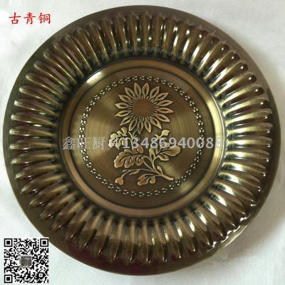 Thickened stainless steel tai-type sunflower disc, high grade embossed disc, bronze fruit bowl