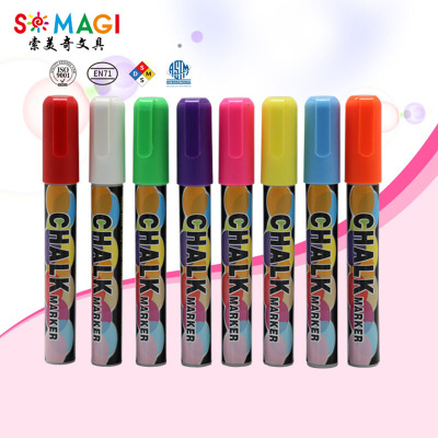  hot style fluorescent board 6MM color dust-free environmentally friendly wipe liquid chalk set water-soluble chalk