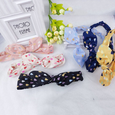 Summer Korean style hair ribbon bow hair hoop rabbit hair with small fresh stripes with hair accessories wholesale