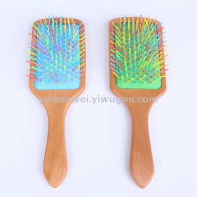 Colourful needle air bag comb square environmental protection wood comb massage comb manufacturer direct selling