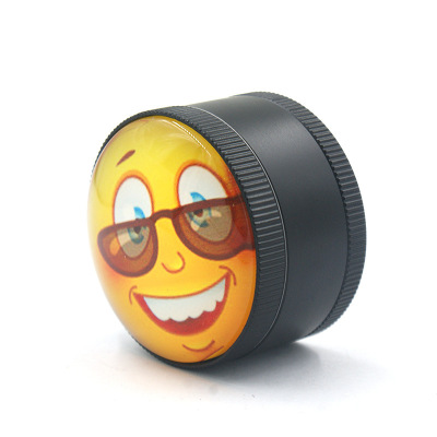 New hot sale metal grinding machine creative smiley face plastic three-layer grinding machine zinc alloy 3D grinding