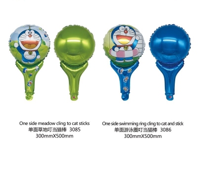Wechat business ground scan cartoon balloon handheld rod aluminum balloon children's toy inflator customized