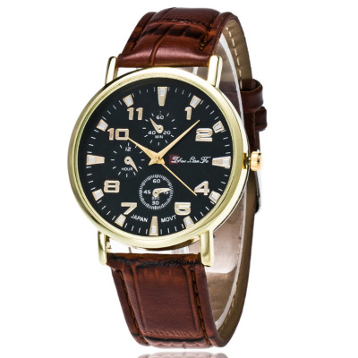 The JOOM new style sells three eyes six needle leather belt men's and women's watch zlf-0091
