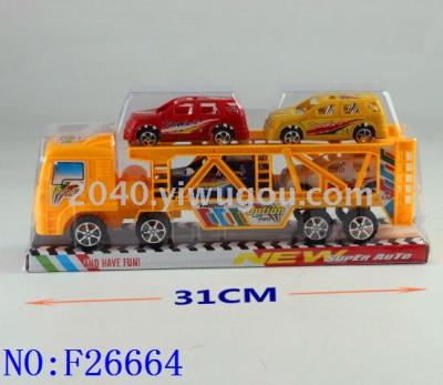 Cross-border children's plastic toy wholesale inertia car solid color inertia tow truck F26664