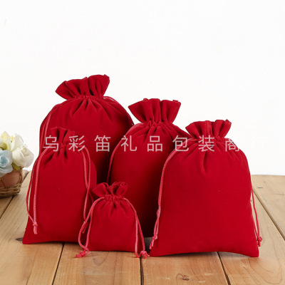 A red flannelette bag for jewelry storage bag drawstring mouth candy bag creative bag customization