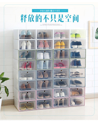 Transparent plastic shoe box shoe storage holder Japanese shoe box open drawer type shoe storage box
