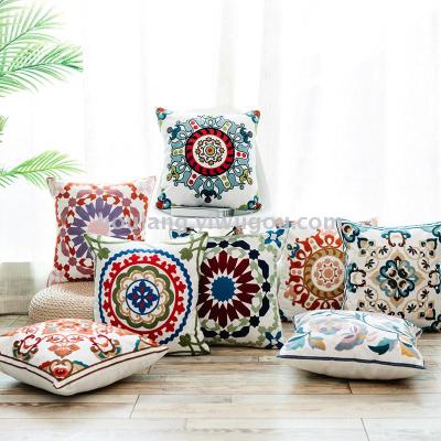 Chinese style embroidered towel embroidered pillow digital printed cotton linen sofa pillow cover