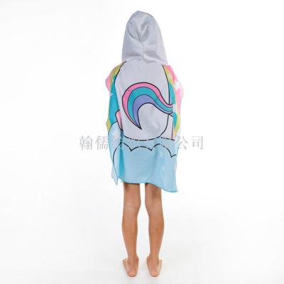 Manufacturers direct unicorn beach towel travel children's shawl absorbent cape