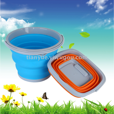 Silicone folding bucket portable washing car bucket outdoor fishing bucket