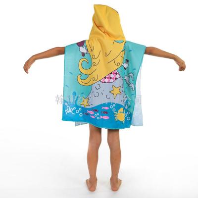 Portable outdoor beach towel traveling children's cartoon cape absorbent cape