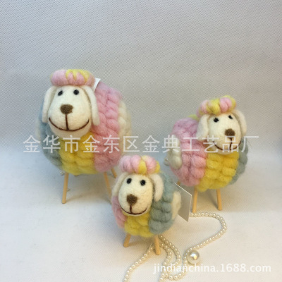 Manufacturers wholesale cute sheep wool felt crafts furnishing all kinds of wool felt gifts rainbow sheep