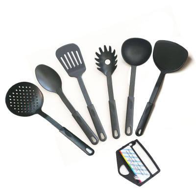 Non-stick pan black handle plastic nylon tableware 6 pieces set kitchen supplies