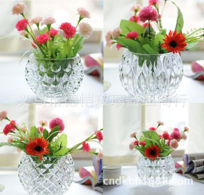 Sell crystal glass round ball vase green plant hydroponic flower pot flower decoration candlestick