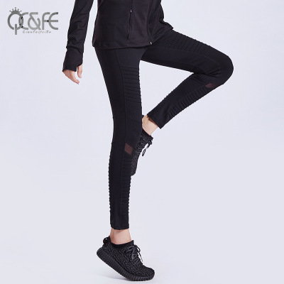 2018 professional running sports fitness pants ladies net telecom elastic middle and high waist breathable sport pants new style