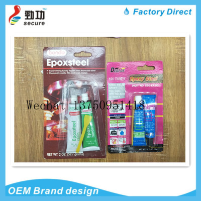 AB Glue Epoxy Glue DERFOE blister pack export hot style AB glue EPOXY resin glue green red glue AB EPOXY resin