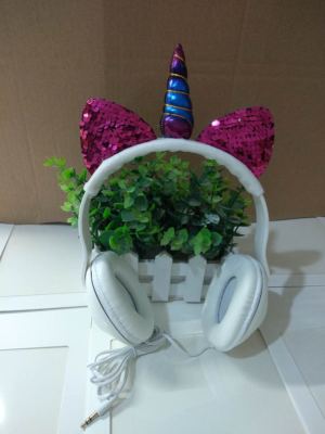 Unicorn sequined plush gift headphones