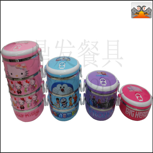 df27820 dingfa stainless steel kitchen hotel supplies tableware round cartoon lunch box bento box