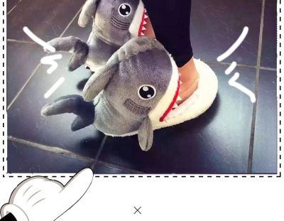 Creative three-dimensional shark slipper household fur warm shark slipper cartoon shark plush slipper