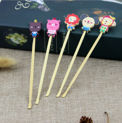 Manufacturers direct cartoon bamboo ear spoons natural bamboo handmade bamboo ear spoons scenic spot wholesale